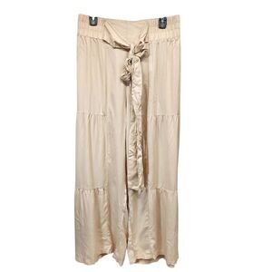 SDEER Women's Large Belted Wide Leg Pants Elastic High Waist Loose Fit Flowy